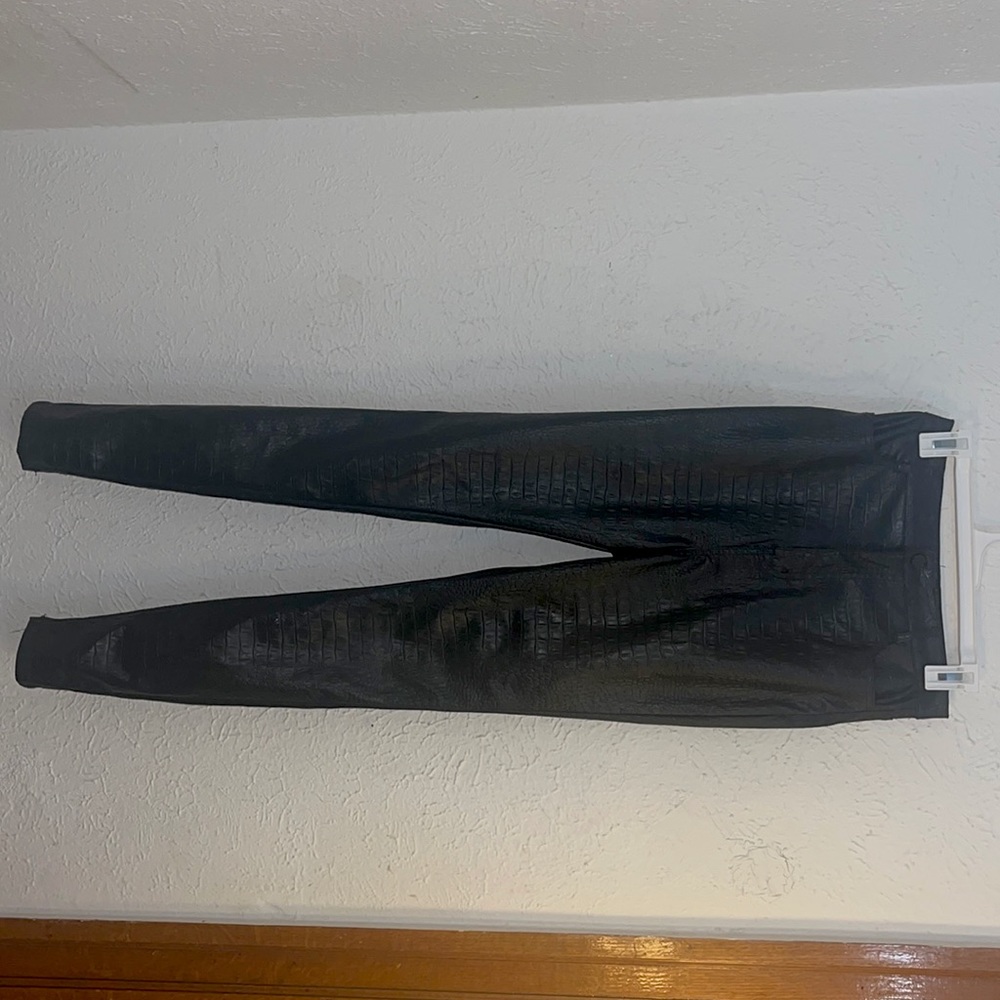 Faux leather black crocodile pants